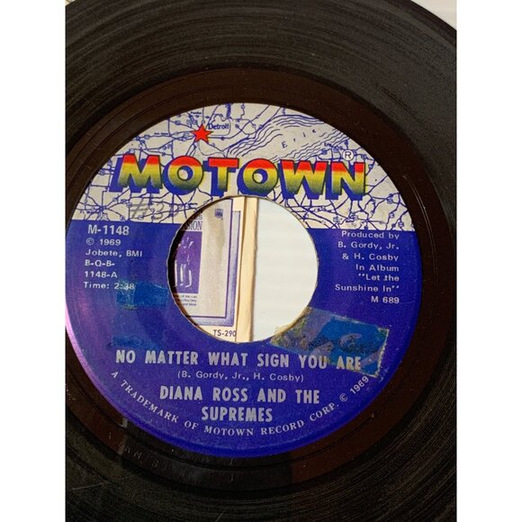 Diana Ross & The Supremes 45 RPM Vinyl Record "No Matter What Sign You Are" & "T - Picture 2 of 5